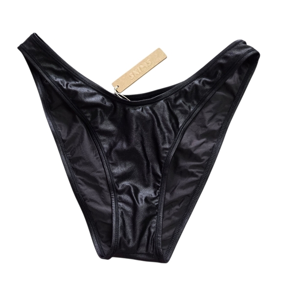 Skims Shine Swim Tanga Bikini Bottom Panty One Piece Onyx Black Small NWT - Picture 3 of 7